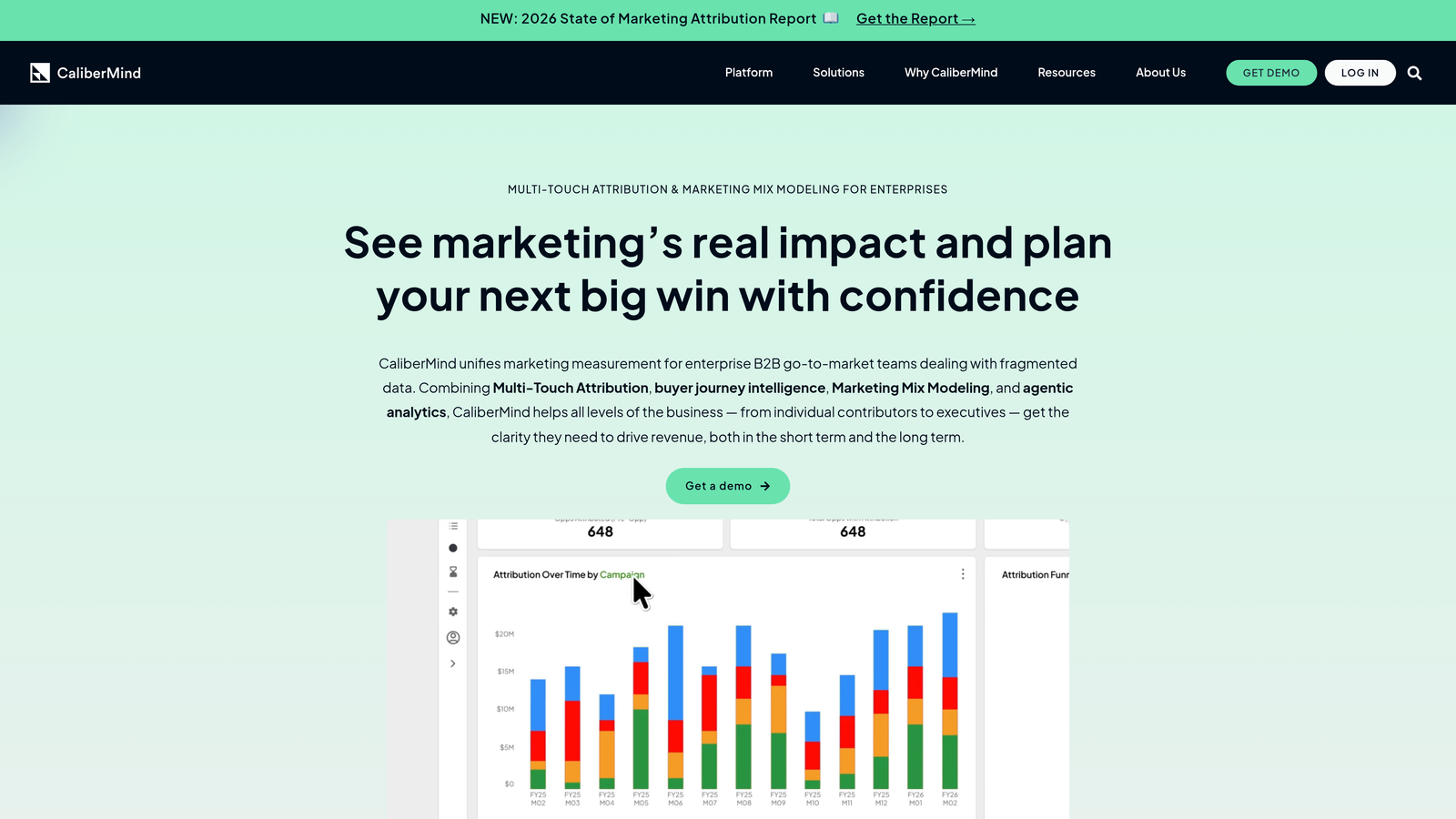 Screenshot of CaliberMind website