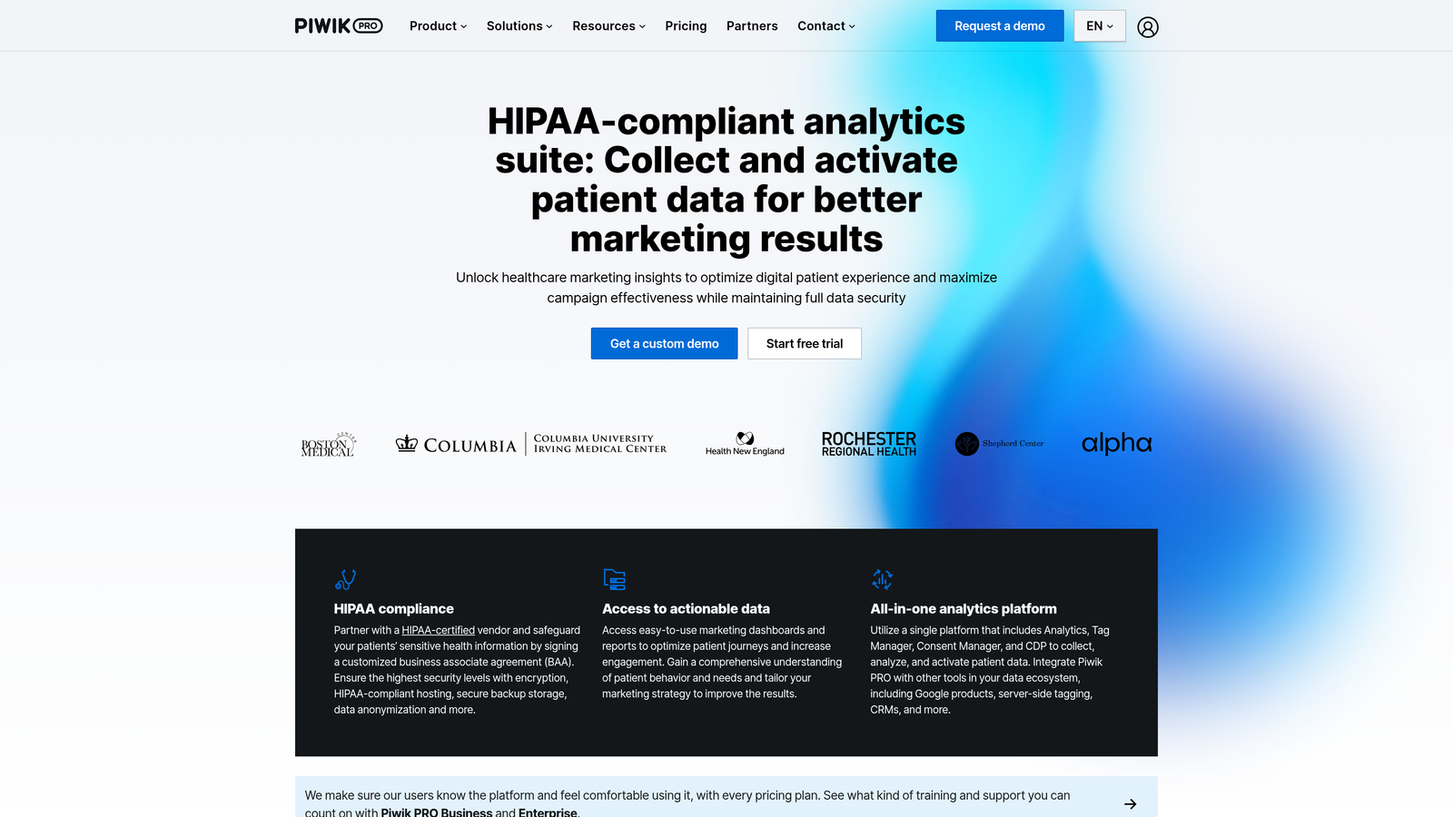 Screenshot of Piwik PRO website