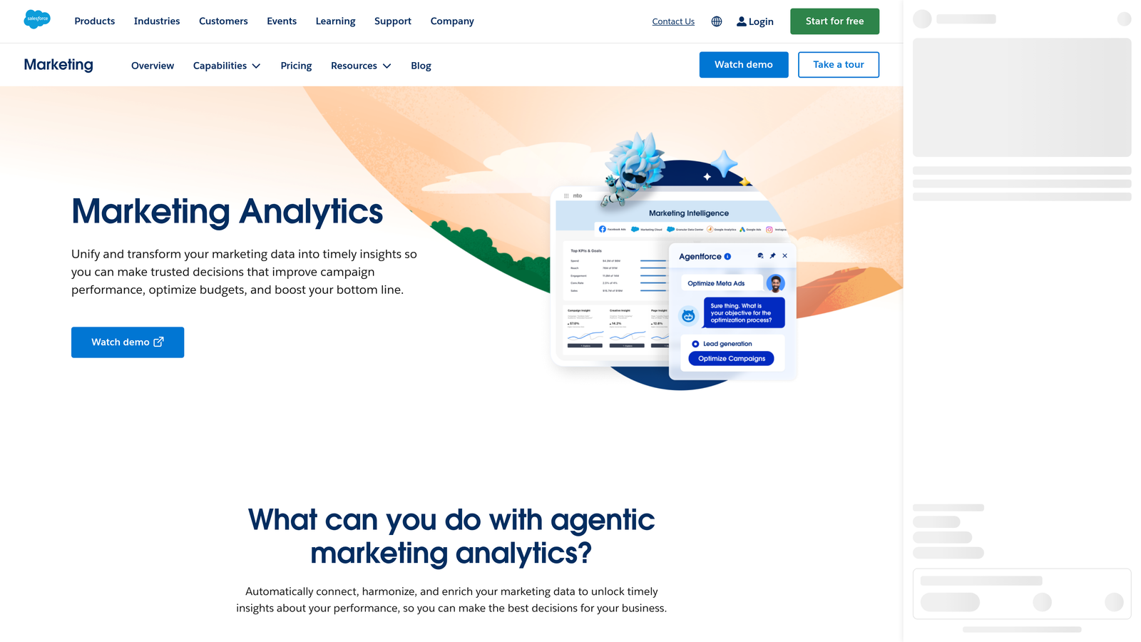 Screenshot of Datorama (Salesforce Marketing Intelligence) website