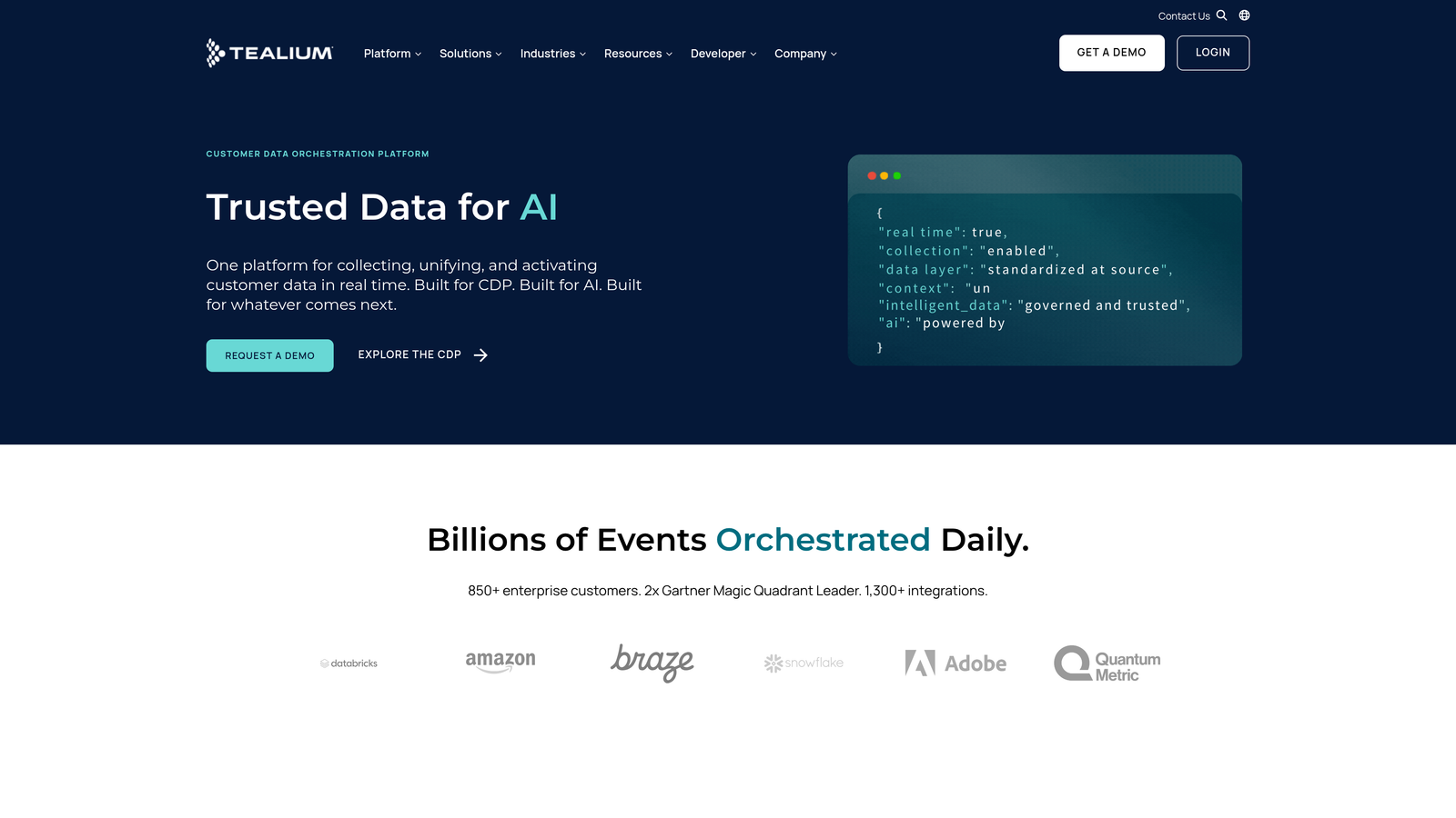 Screenshot of Tealium iQ Tag Management website