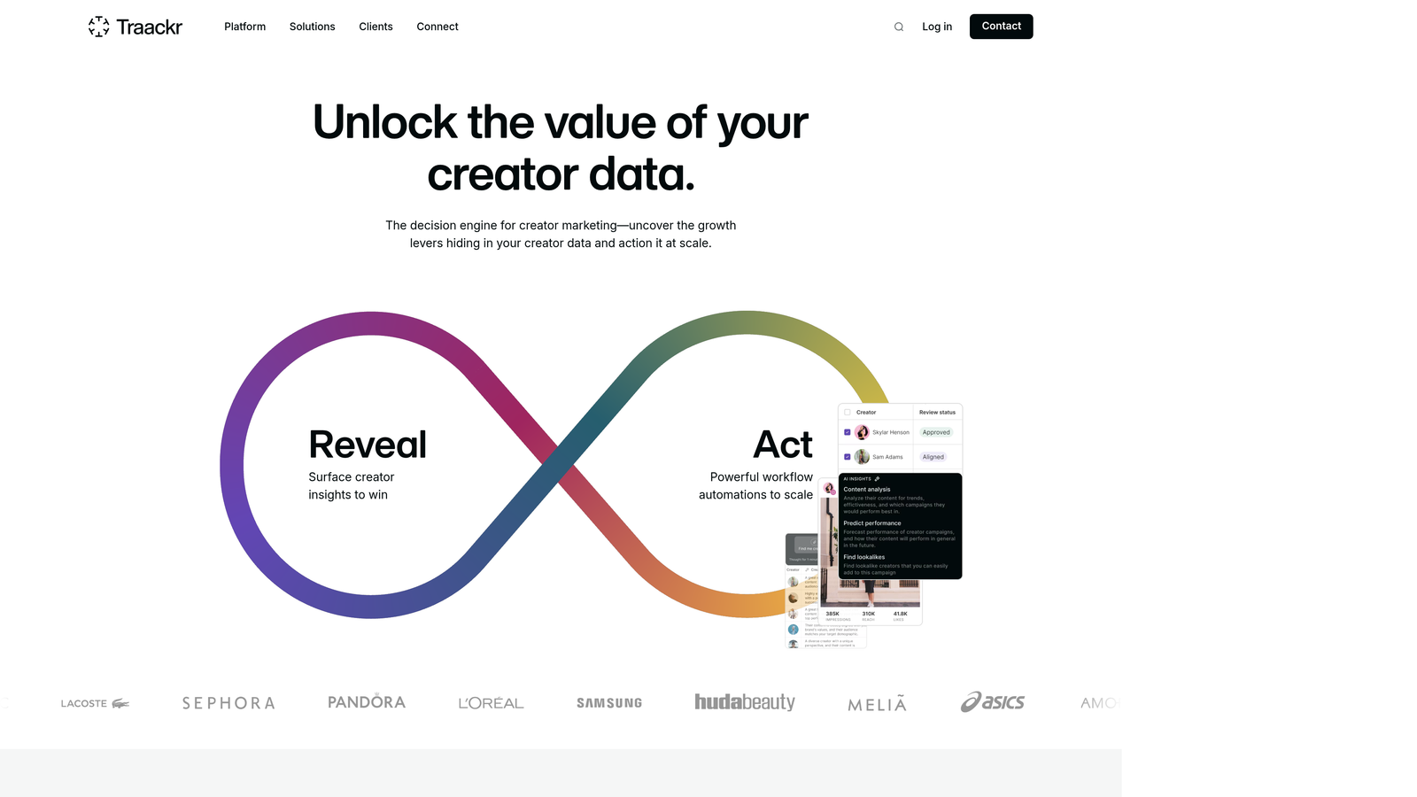 Screenshot of Traackr website