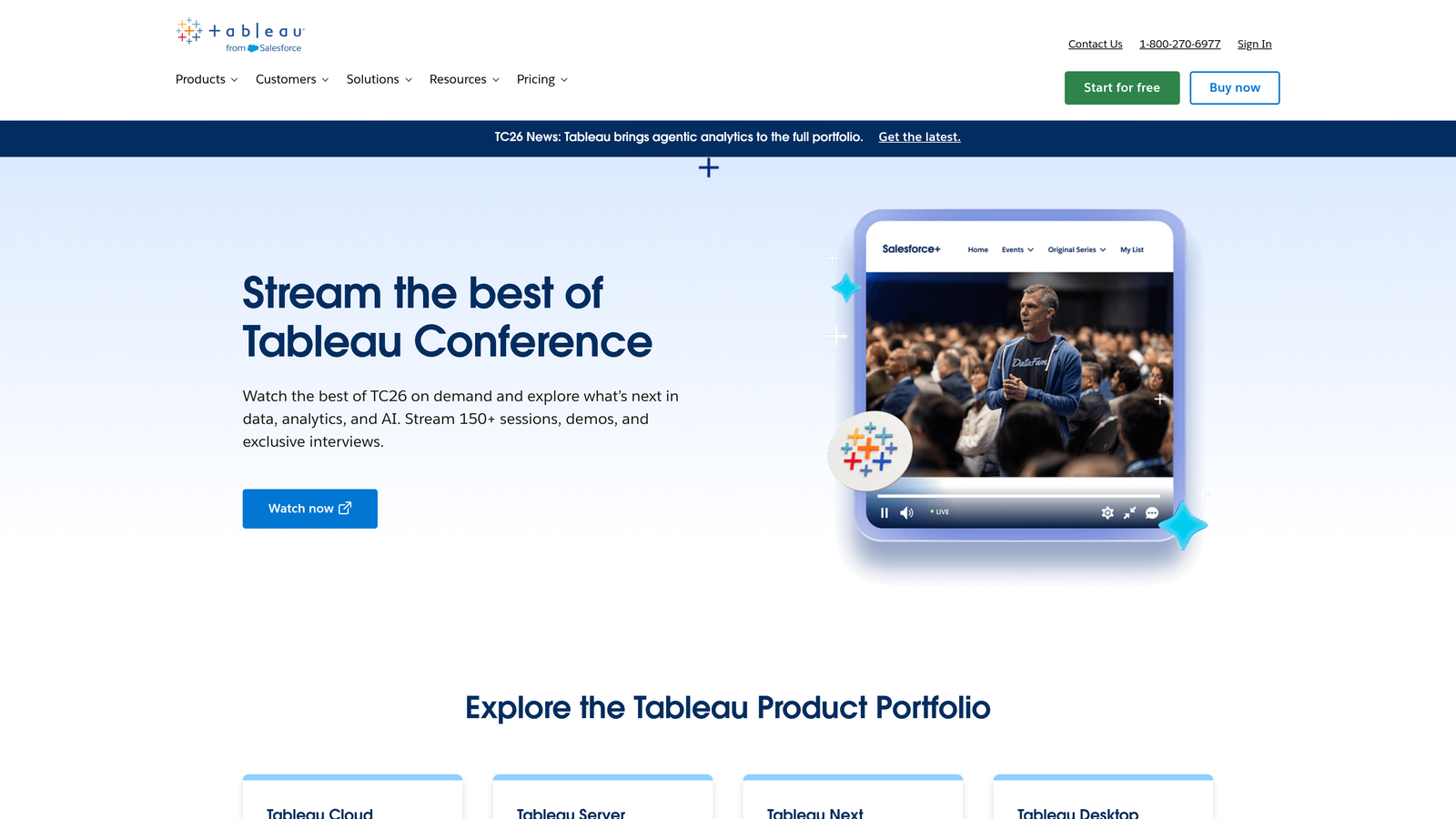 Screenshot of Tableau website