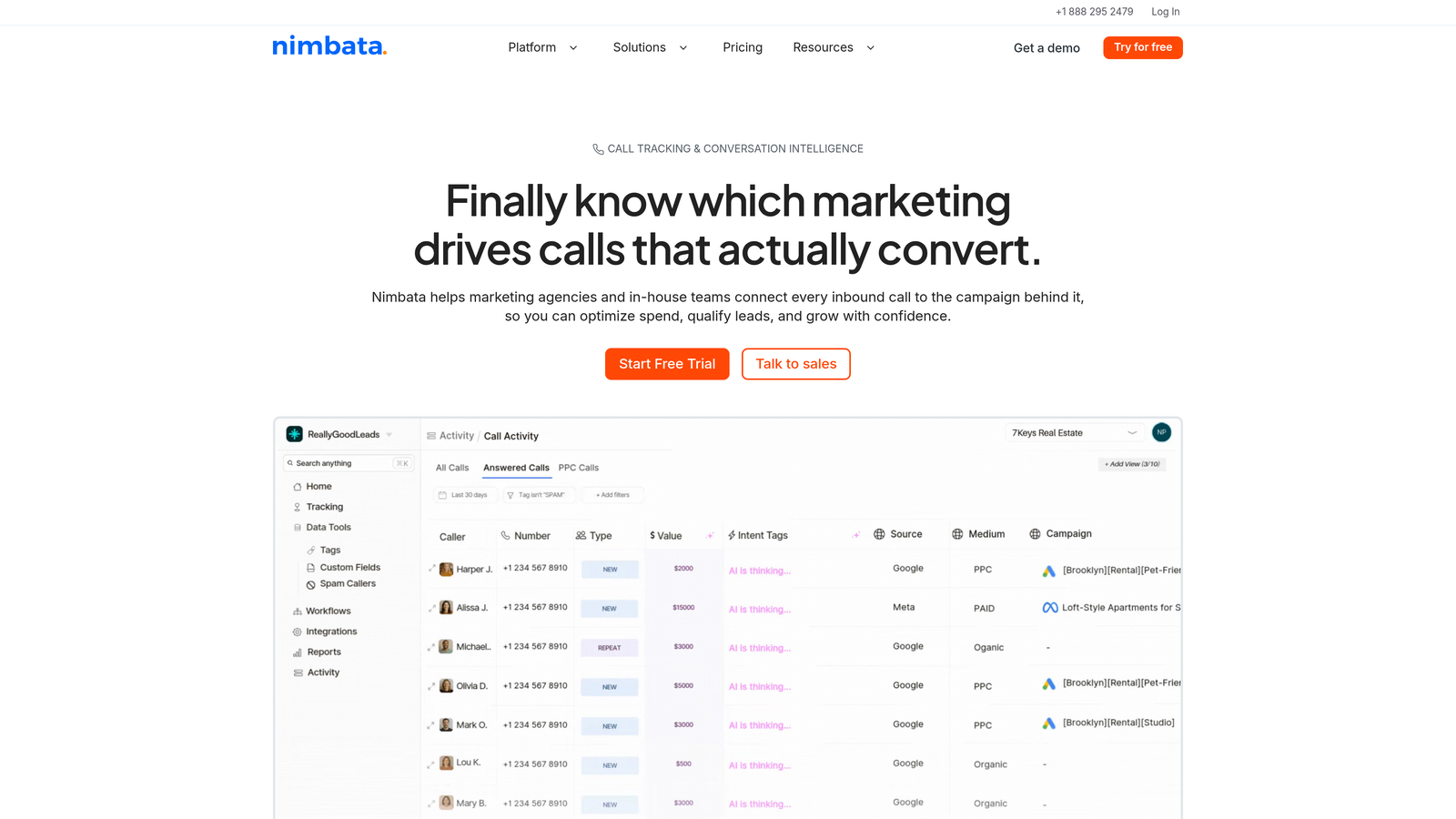 Screenshot of Nimbata website