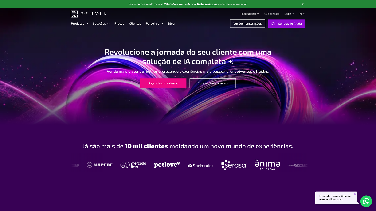 Screenshot of Sirena (Zenvia Conversion) website