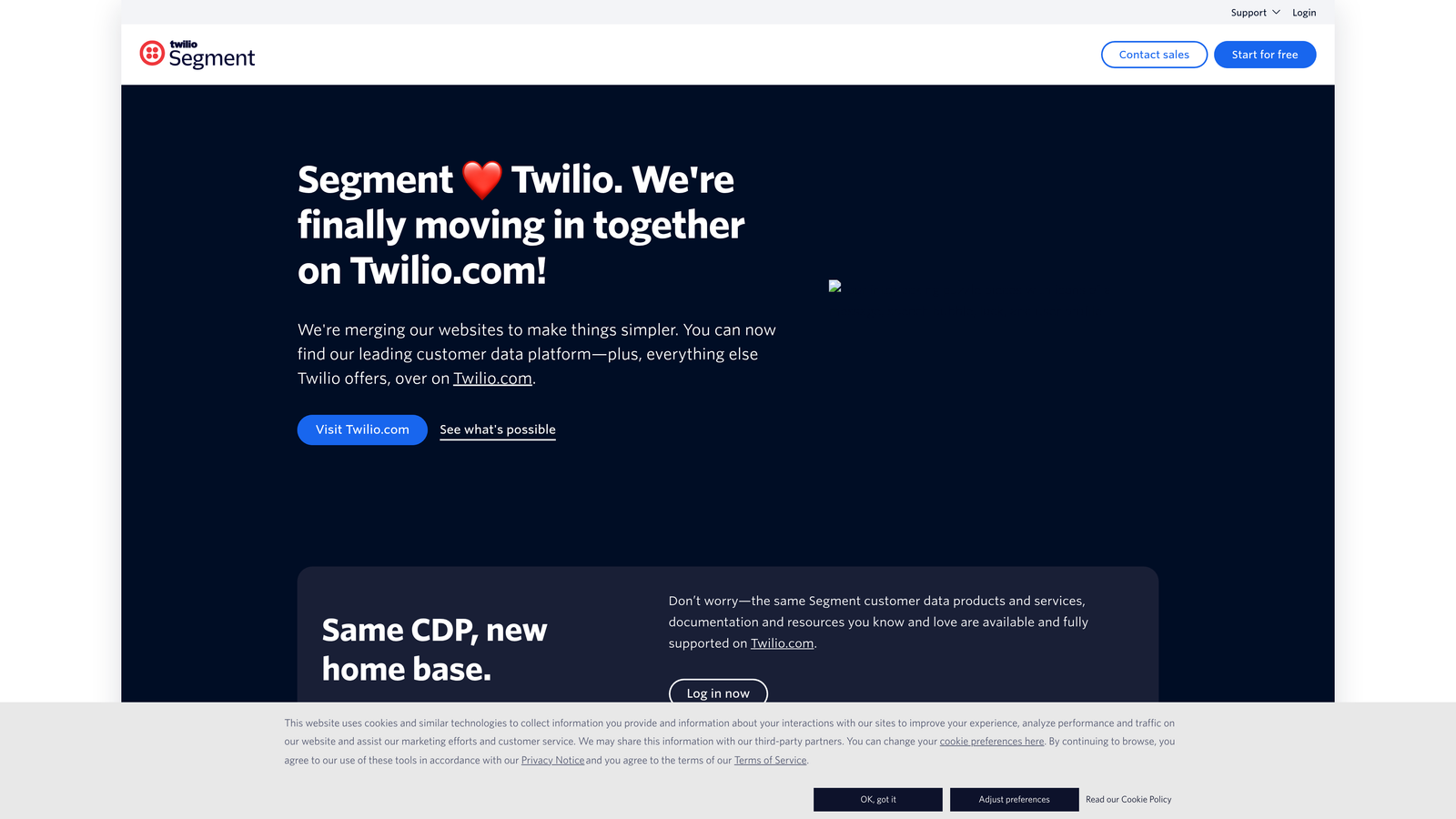 Screenshot of Segment website