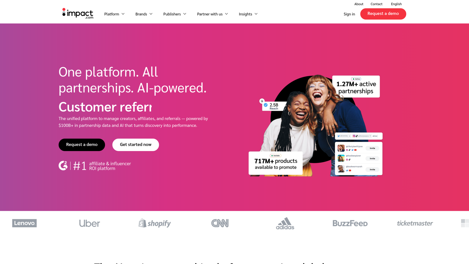 Screenshot of Impact.com website