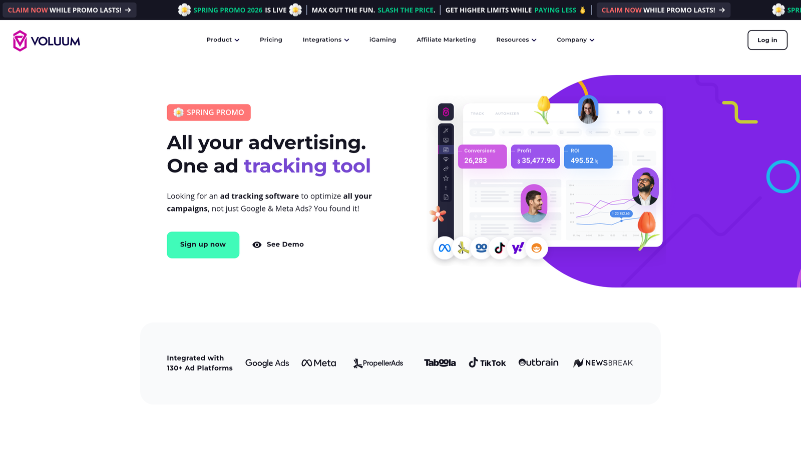 Screenshot of Voluum website
