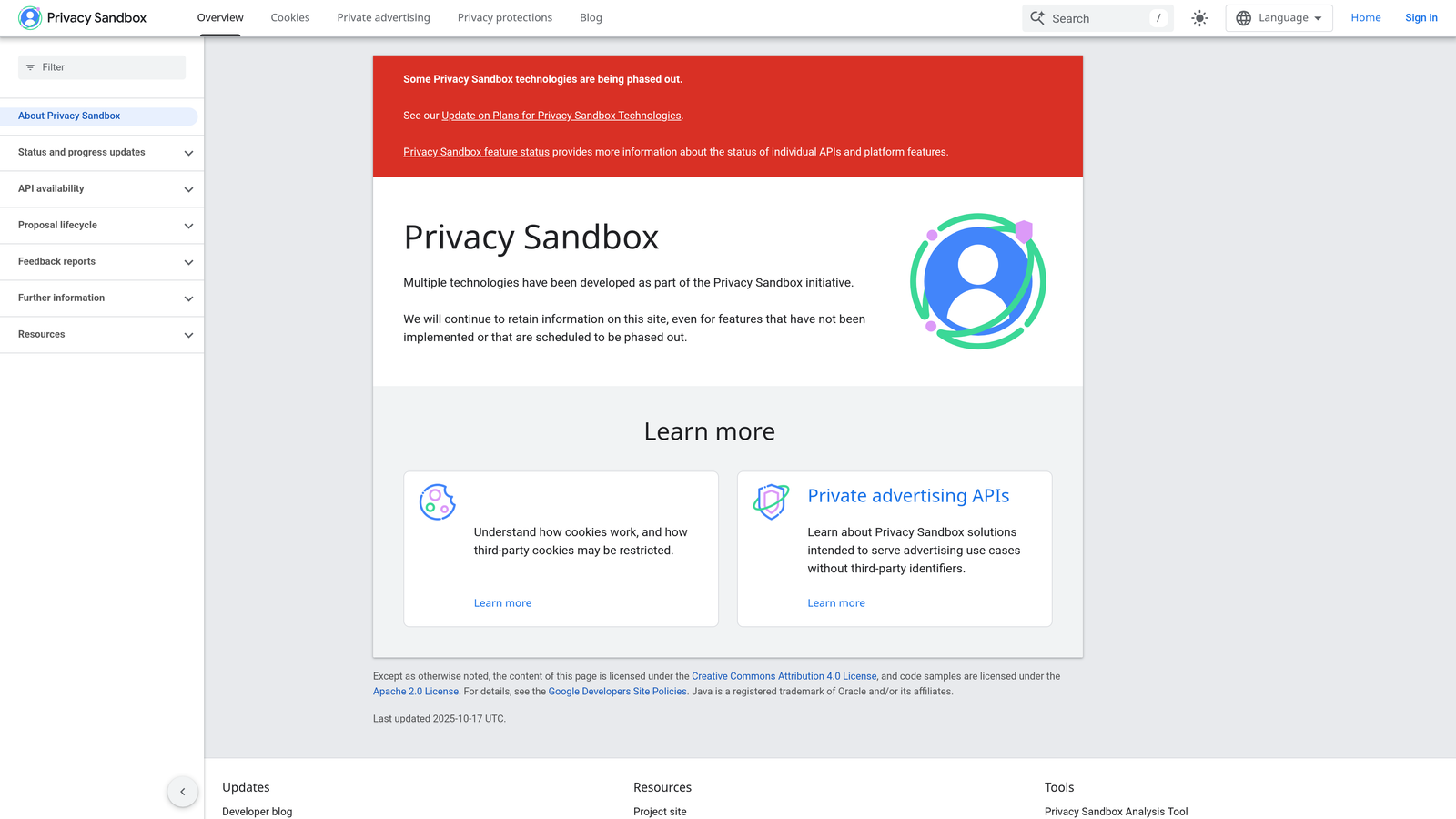 Screenshot of Google Privacy Sandbox website