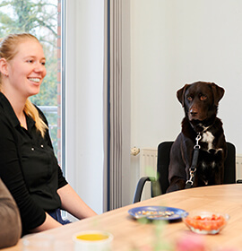 GCEA employee with our office dog