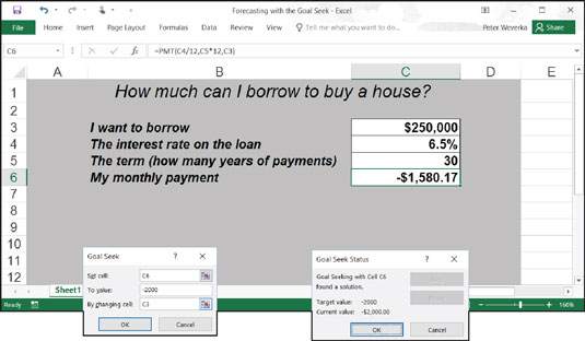 Experimenting with the Goal Seek command.