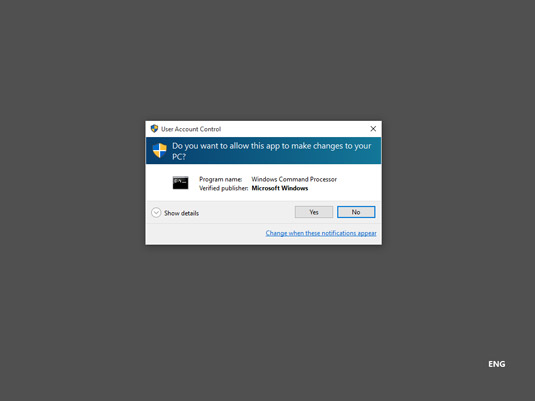 The User Account Control (UAC) prompt.