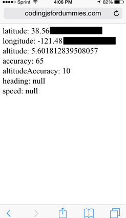 Getting geolocation data with a smartphone browser.