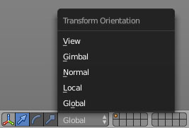 The Transform Orientation menu.