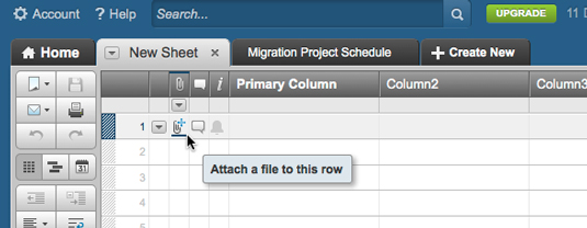 Figure 1: Attaching a file to a row.