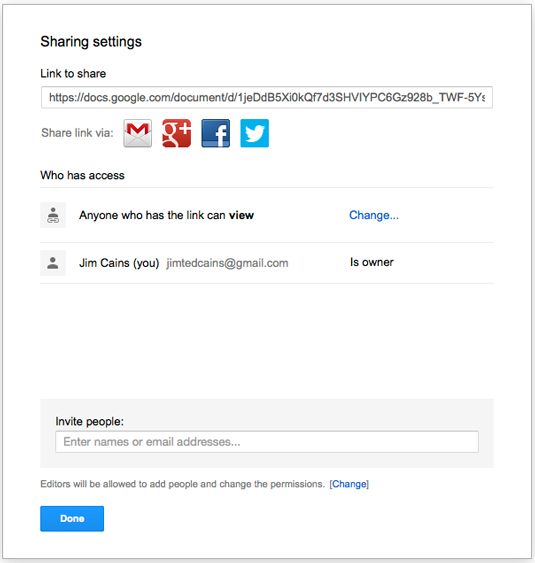 Figure 2: Share your file via social media.