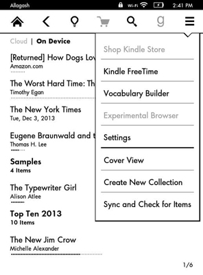 Figure 3: Note that shopping, the experimental browser, and Goodreads appear dimmed when parental c