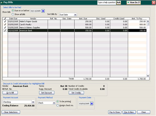 Paying bills due in March in the computerized Cash Disbursements journal.