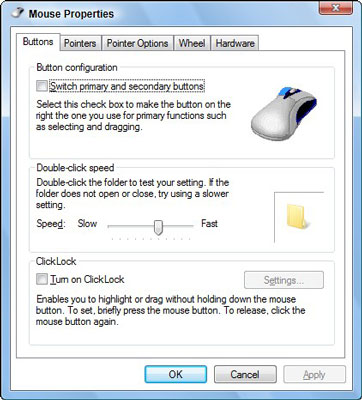 Control your mouse’s buttons using this dialog box.