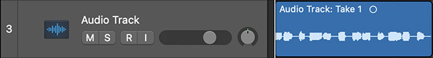 Graphic showing a Logic Pro recording audio region