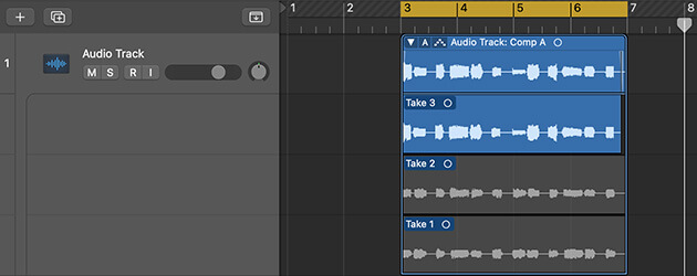 Graphic showing a Logic Pro audio take folder