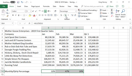 Percentage number formatting Excel 2019