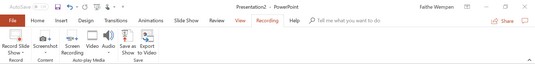 PowerPoint 2019 Recording tab