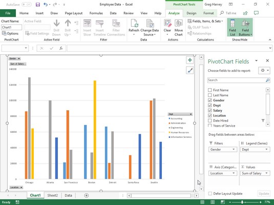 Excel 2019 pivot chart