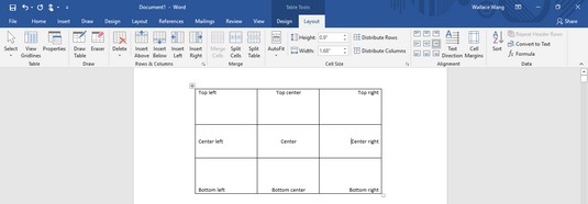 align table text Word 2019