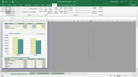 Page Layout view Excel 2019