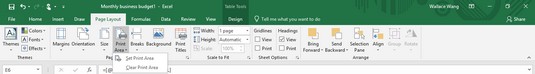 Print Area menu Excel 2019