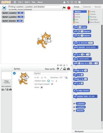 sprite coordinates coding