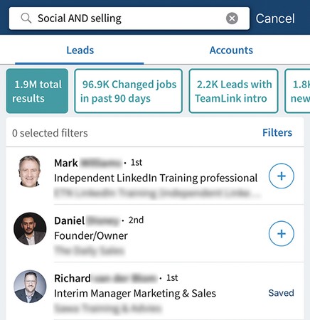 filter Sales Navigator searches