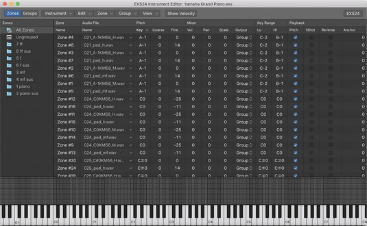 EXS24 instrument editor