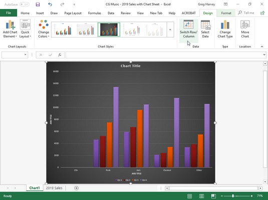 switching rows and columns in Excel chart