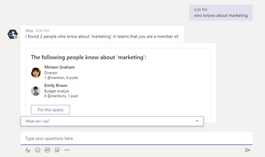 Microsoft Teams Who-Bot