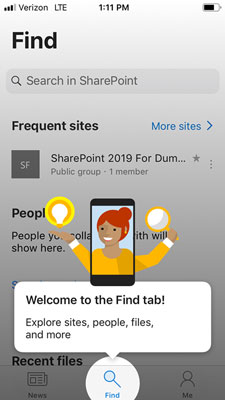 SharePoint Mobile initial screen