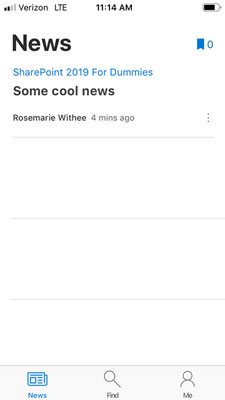 SharePoint Mobile News tab
