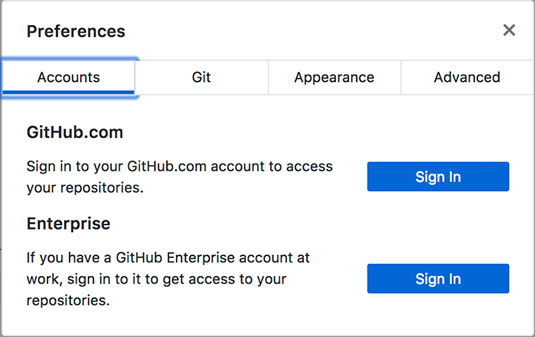 GitHub Sign in dialog box