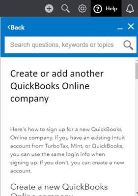 QuickBooks Online Help topic