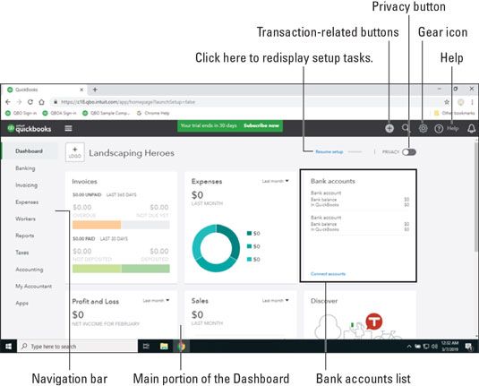 QuickBooks Online Dashboard