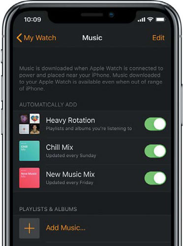 Sync music between your iPhone and Apple Watch.