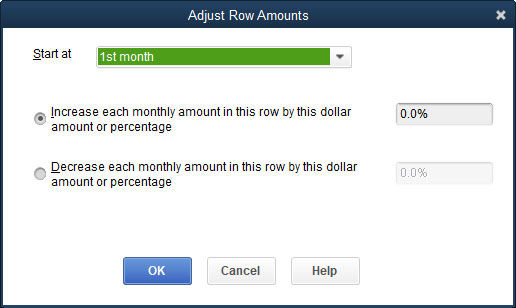 The Adjust Row Amounts dialog box