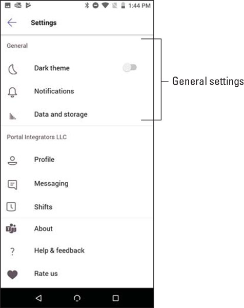 Teams general settings