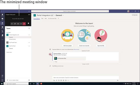 minimized Teams meeting
