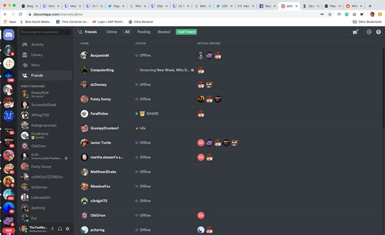 Discord's friends list