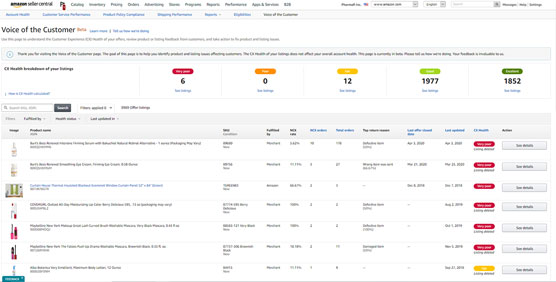 Voice of the Customer dashboard