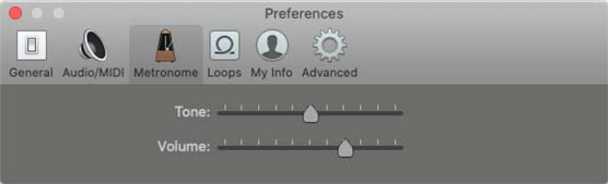 The Metronome Preferences pane.