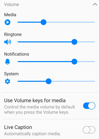 All Volume Settings pop-up