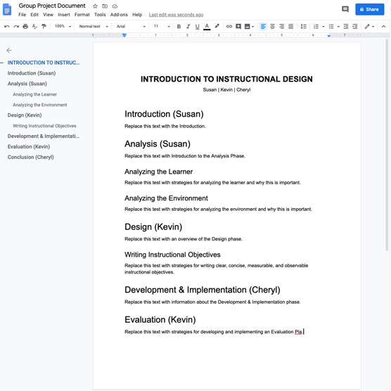 Google Docs document