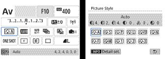 Quick Control screen Canon